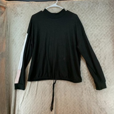 No Boundaries Sweatshirt Womans XXL Black Color Block Mock Neck Lightweight