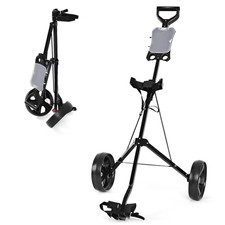 Gymax Golf Cart 2 Wheel Golf Push Cart 9.5 Wear-Resistant Rubber Wheels Elastic