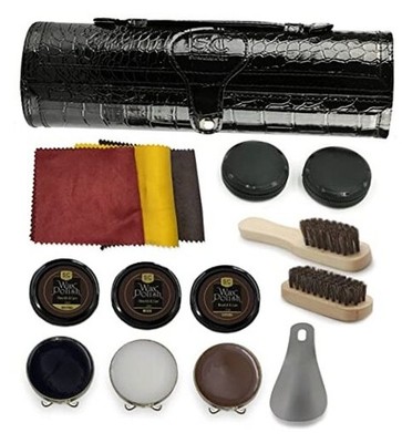  Leather Shoe Shine Kit - 13 PCS Shoe Polish Kit for Textured Black Kit