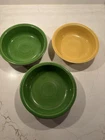 Fiestaware USA HLC Coupe Cereal Soup Bowls 7" Green, Yellow Set Of 3 Rimmed