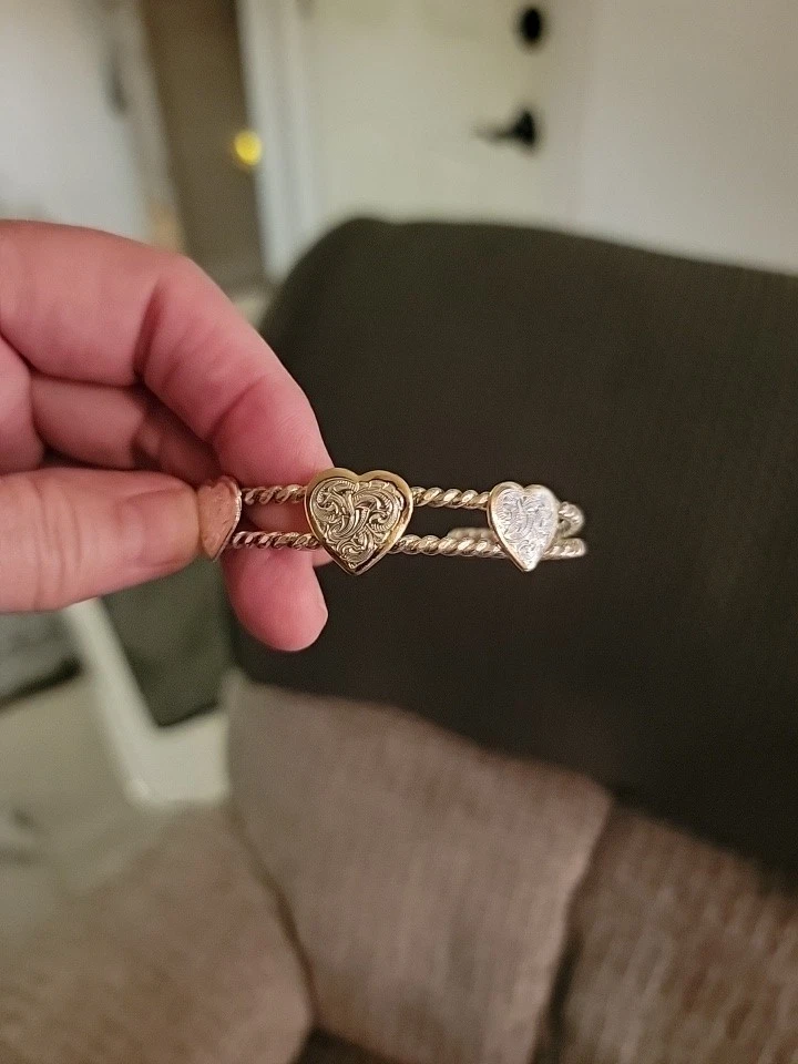 Set Of 3 Adjustable Montana Silversmith Bracelets 6.6" Rope With Hearts Scrolls - Image 4 of 4