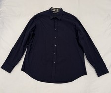 Vintage Burberry Brit Men  s Dark Navy Long Sleeve Button Up Shirt Size XXL