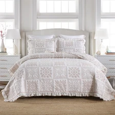 3 Pcs 100% Cotton Oversized Quilt Bedspread Set 