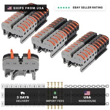 30pcs DIN Rail Terminal Blocks Kit, Universal Compact Wire Wiring Connector with