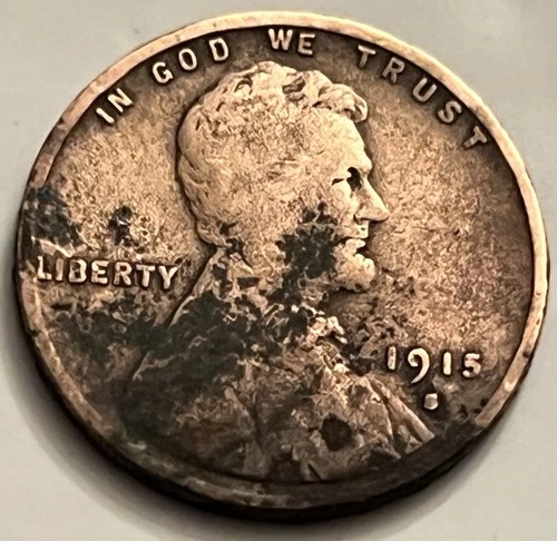 1915 S Lincoln Wheat Cent Penny AG Details San Francisco Mint BN332