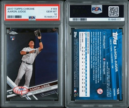 2017 Topps Chrome Aaron Judge RC Rookie #169 Yankees PSA 10 GEM MINT