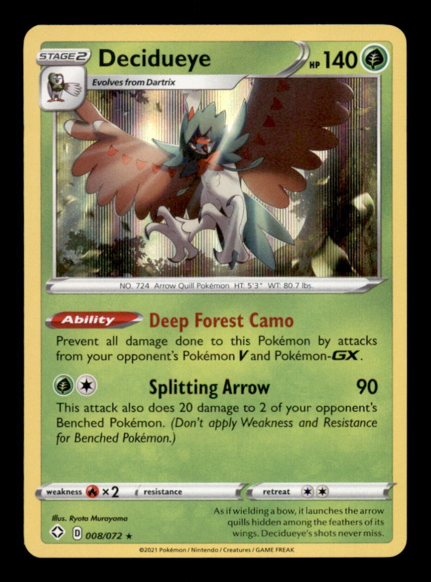 DECIDUEYE 008/072 HOLO RARE SHINING FATES NM/M