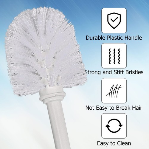 Toilet Brush2 Pack Compact Toilet Brush & Holder SetPlastic Round Barrel Loo ... - Picture 4 of 8