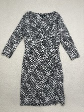 Lauren Ralph Lauren Dress Size 12 Black White Ruched Sheath Career Classic Work