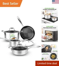 Non-Stick 8-Piece Stainless Steel Cookware Set - Scratch-Resistant & Oven Safe