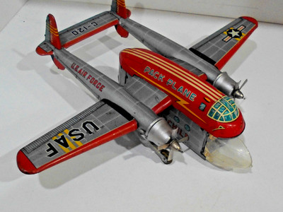 USAF PACK PLANE-FIARCHILD C-120 FLYING BOX CAR-FRICTION PROPS TURN-WORKS-JAPAN
