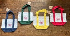Trader Joe  s Set of 4 Blue, Green, Yellow, Red Mini Canvas Tote Bag NWT