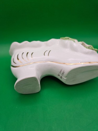 Hand-made Decorative Ceramic Shoe Microgreens Planter w/ Flower - Picture 6 of 7
