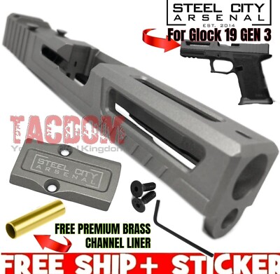 Steel City Arsenal SCA GRAY Slide for GK0CK 19 Gen 3 RMR Cut WINDOWS USA #1