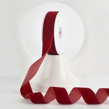 Dark Red Velvet Ribbon 1 Inch Single Face Nylon Velvet Ribbon 2 Rolls 20 Yard...