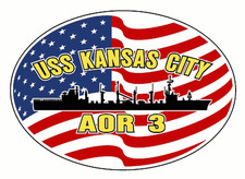 USS KANSAS CITY AOR 3 Oval Decal / Sticker Military USN Navy MADE IN U.S.A. S07A