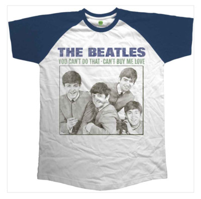 The Beatles Cant Buy Me Love T-Shirt Raglan Unisex Erwachsene weiß blau zweifarbig