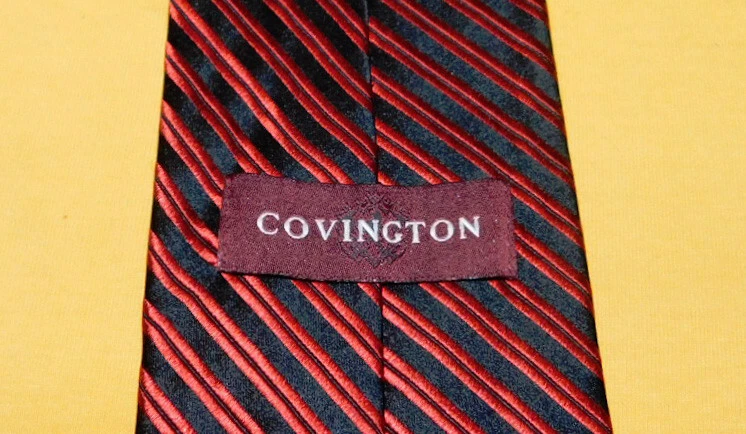 MEN'S COVINGTON RED/BLACK STRIPED TIE - TIES - NECK TIES - DESIGNER TIES. - Image 3 of 3