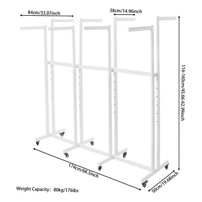 Clothing Heavy Duty Garment Racks White With 8 Arms Metal For Hanging Clothes