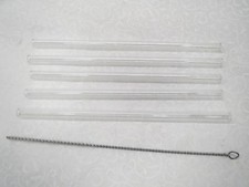 Set of 5 Reusable Clear Straight Glass Straws 9"X10mm with Cleaning Brush