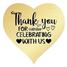 THANK YOU FOR CELEBRATING ENVELOPE SEALS LABELS STICKERS FAVORS - Heart Shaped 