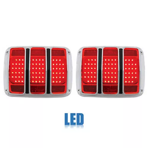 1964-1966 Ford Mustang Rear LED Tail Light Lamp Lens Assemblies Pair w/ Flasher - Picture 2 of 11