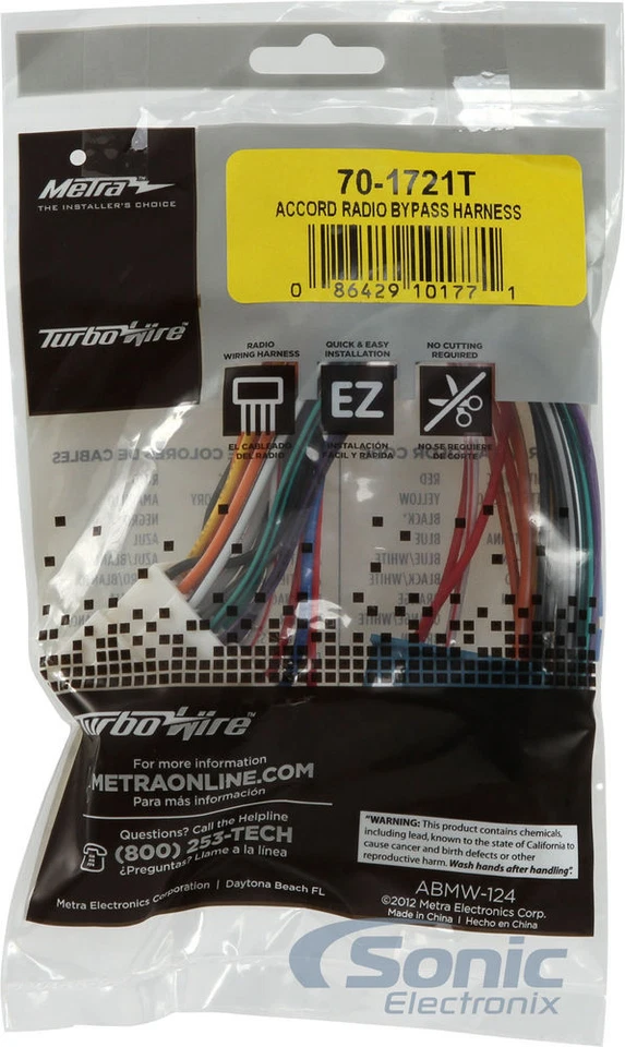 New Metra 70-1721TRadio Bypass Car Audio Video Wiring Harness For Honda Accord - Изображение 4 из 4