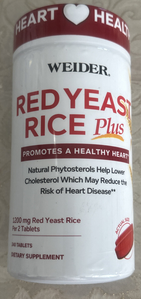 Weider Red Yeast Rice Plus 1200 mg., 240 Tablets New! Free Shipping