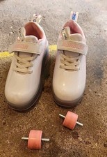 Jiandian Girls White Pink USB Charging LED Roller Skates Shoes Size 6.5