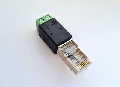 2 Pack RJ45 To RS485 Adapter - Male Ethernet To 2 Pin Screw Terminal Converter