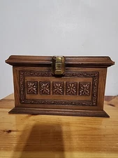 Vintage Max Klein Sewing Box Hinged Lid SC-1280 Removable Sectioned Faux Wood 