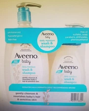 (TWO BOTTLES) AVEENO BABY BATH WASH & SHAMPOO NATURAL OAT (36 oz TOTAL)