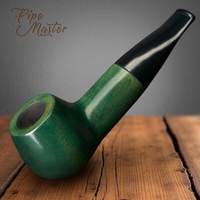 Mr. Brog HAND MADE WOODEN SMOKING PIPE for TOBACCO 34 Buldog Green  PEAR + BOX