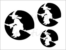 Witch On Broom Stencil 3 Sizes Halloween Cookie 8.5" x 11" Reusable Sheet S806