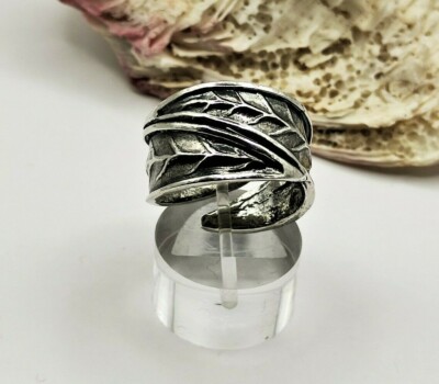 Handgefertigter Ring Sterlingsilber 925 Olivenblatt für Damen