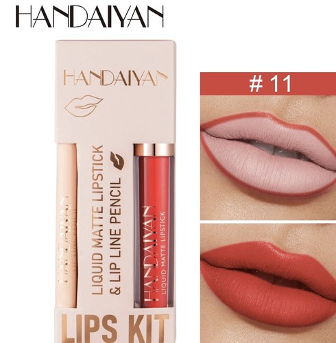 Long Lasting Non-stick Matte Liquid Lipstick Lip Gloss+Lip Liner Pencil Kit Set - Picture 22 of 36