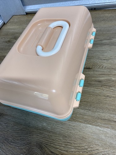 Caboodles Makeup Case Peach Mint Sea Foam Organizer Mirror 5626 On the Go Girl - Picture 8 of 10