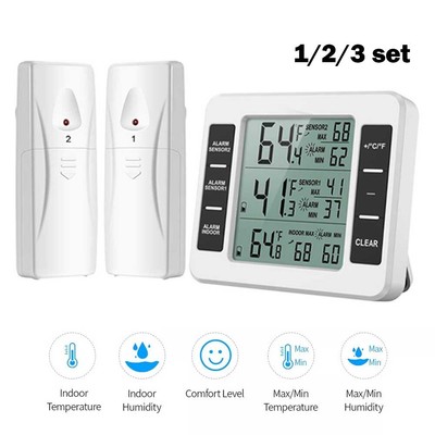 1/2/3 set Wireless Digital Refrigerator Freezer Thermometer Temp Alarm 2 Sensor