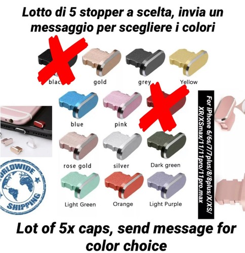 5x Stopper Cap Spina Tappo anti Polvere Iphone 11 12 13 14 Max Pro Lot Lotto - Picture 1 of 1