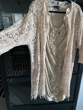 Msgm Women Lace Coat 46 Cotton Nude/beige