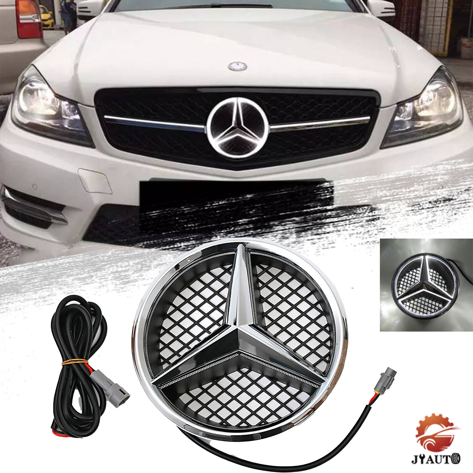 Illuminated LED Front Star Grille Emblem for Mercedes Benz W204 C-Class 08-14