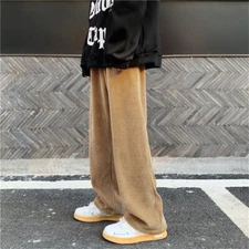 Men Casual Corduroy Pants Workout Baggy Sweatpant Fahion Long Trousers