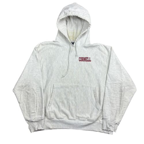 Vintage 90s Champion Cornell University Hoodie Men’s Large Gray Reverse Weave - Picture 2 of 16
