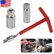 Spark Plug Removal Tool 16mm & 21mm T-Handle Flexible Spanner Socket Wrench Set