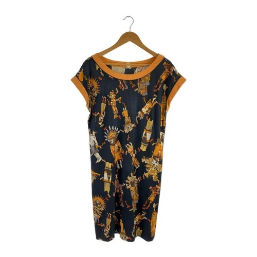 HERMÈS Abito smanicato HERMES M cotone nero fantasia allover autentico dal Giappone