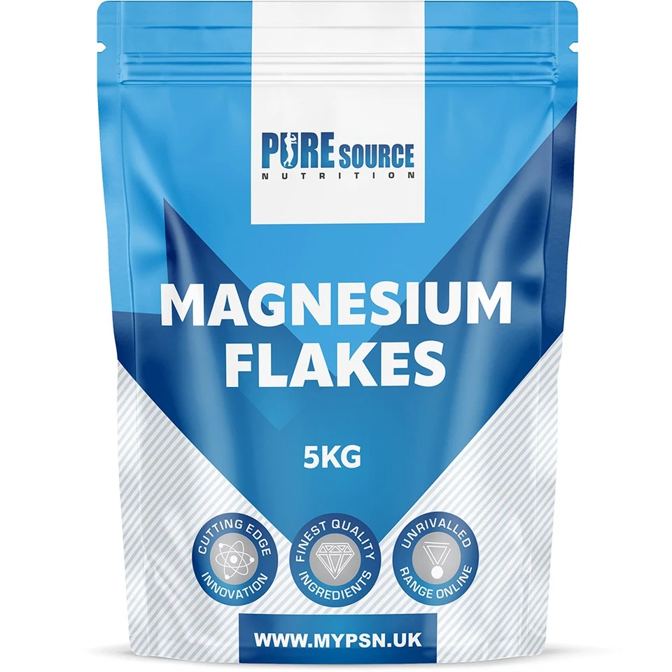 PURE SOURCE NUTRITION MAGNESIUM FLAKES 5KG BAG Foot Body Bath Soak Pure Dead Sea Salt Chloride Salts