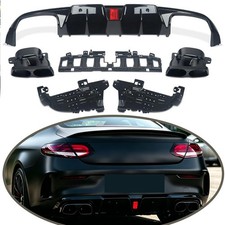 Rear Diffuser &Exhaust Tips B-Style For 2015-20 Mercedes C Class Coupe C205 AMG