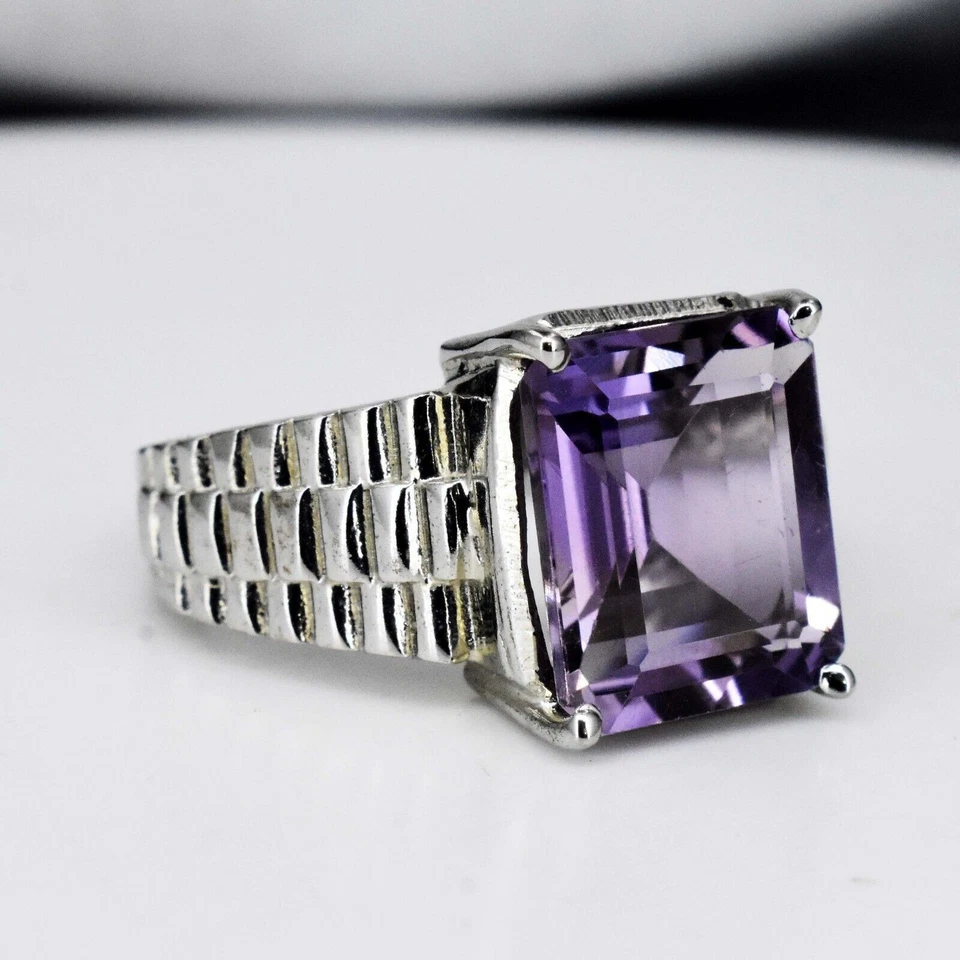 6.14 Gm Natural Amethyst 925 Sterling Silver Men's Anniversary Ring US 8 - Image 4 of 4