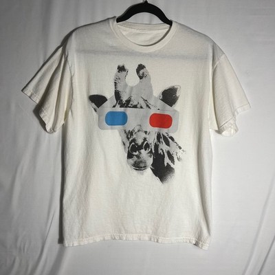 Giraffe with Retro 3D Glasses T Shirt Funny Gag 80's Movies Sz XL