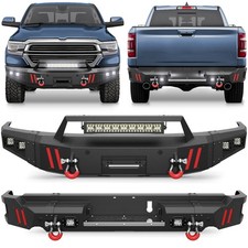 Front Bumperrear Bumper Wwinch Plate Led Lights For Dodge Ram 1500 2019-2024